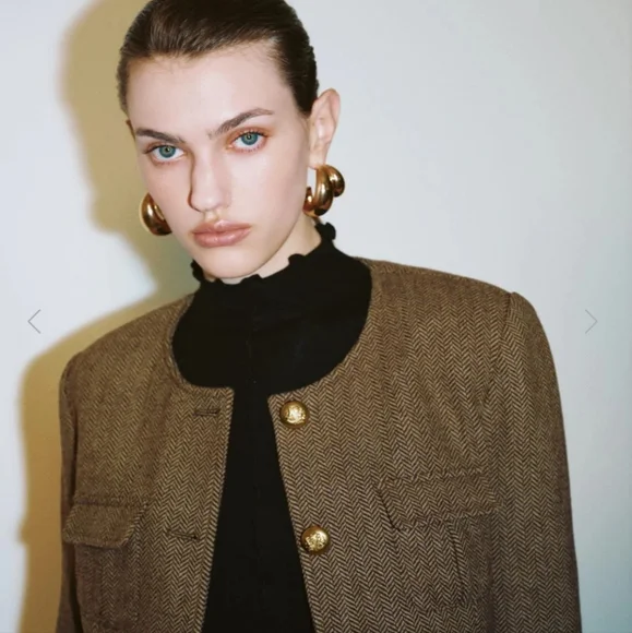 NWT URBAN REVIVO CROPPED TWEED JACKET - Picture 2 of 11